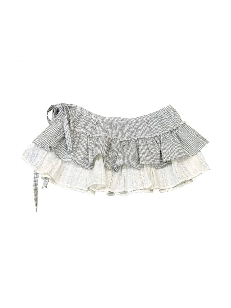 Plaid Bow Ballet Wrap Skirt OLA048