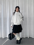 Polka Dot Zip-Up Sweatshirt OL2276