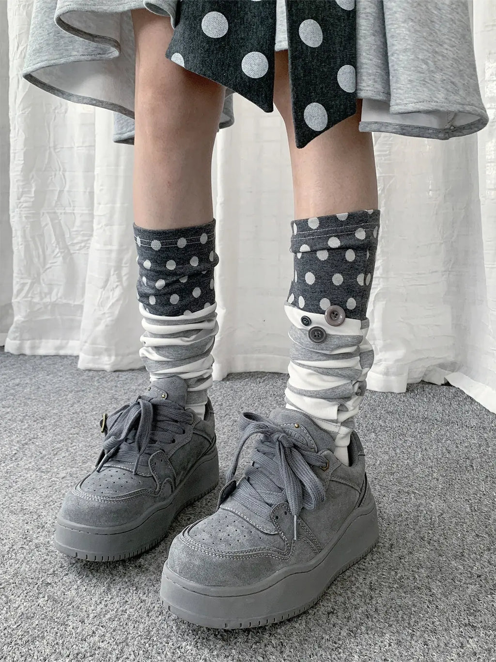 Polka Dot Stripe Leg Warmers OLA030