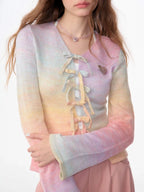 Bow Gradient Slim Fit Cardigan OL2258