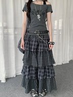 Layered Check Cake Skirt Dress OL2274