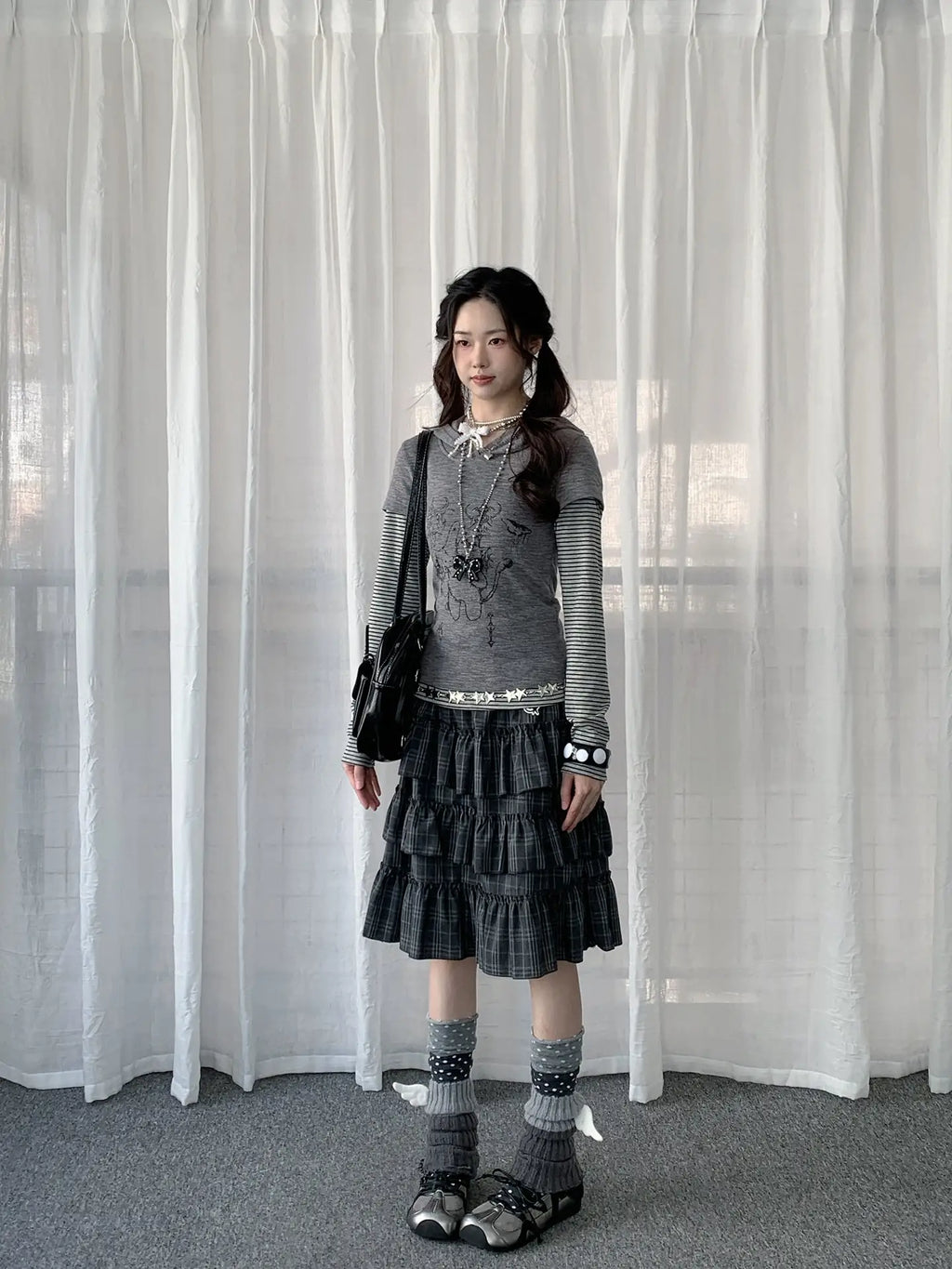 Retro Plaid Layered Ruffle Cake Mini Skirt Y2K OL2333