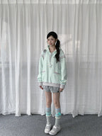 Striped Layered Half Zip Hoodie OL2434