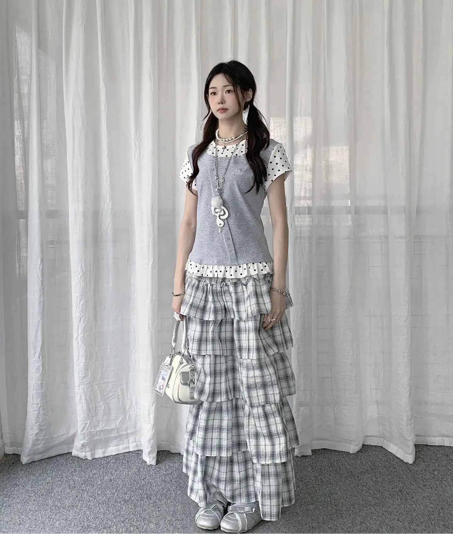 Polka Dot Ruffle Layered Tee OL2391
