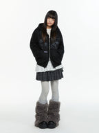 Embroidered Double Zip Oversized Hoodie OL2299