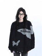 Distressed Butterfly Knit Sweater   OL1992