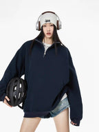 Half-Zip Stand Collar Sweatshirt with Relaxed Fit OL1991