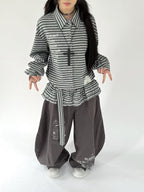 Letter Print Curved Leg Pants OL2479