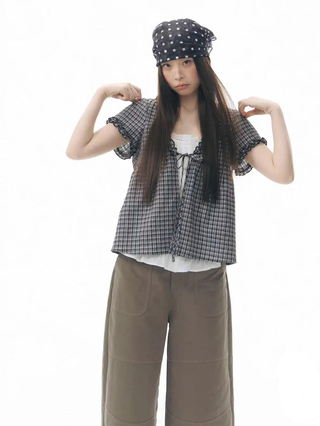 Contrast Plaid Shirt OL2341