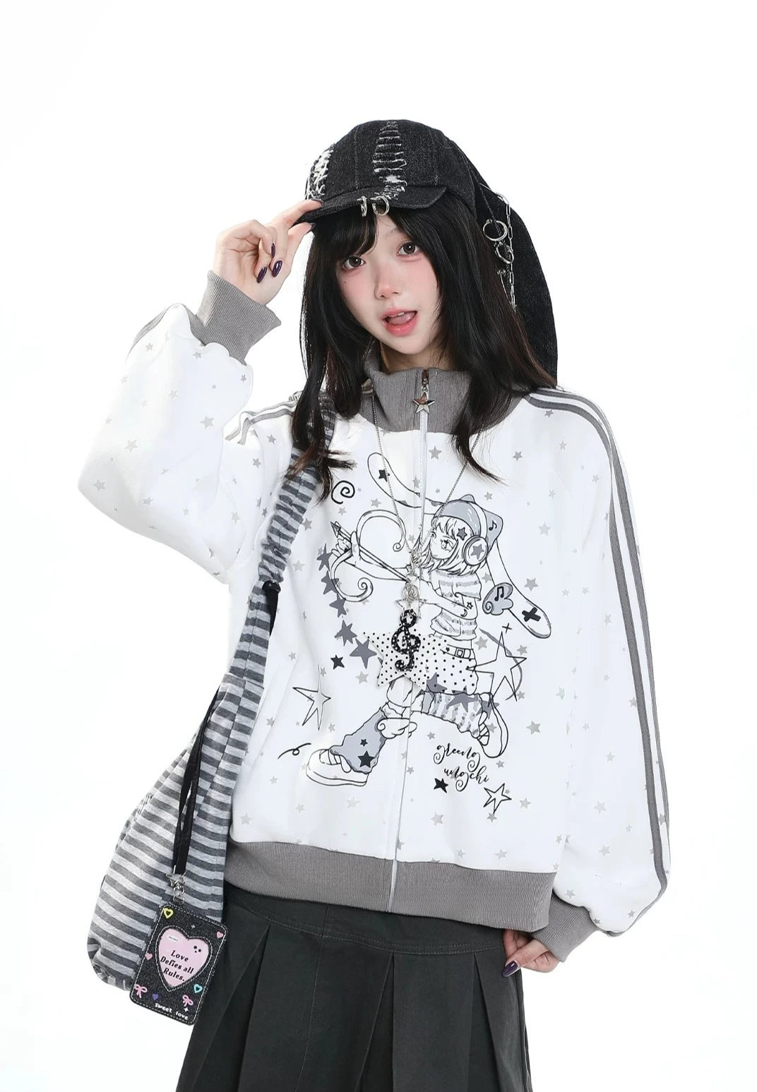 Stand Collar Zip Hoodie Jacket oliviroa オリヴィオラ