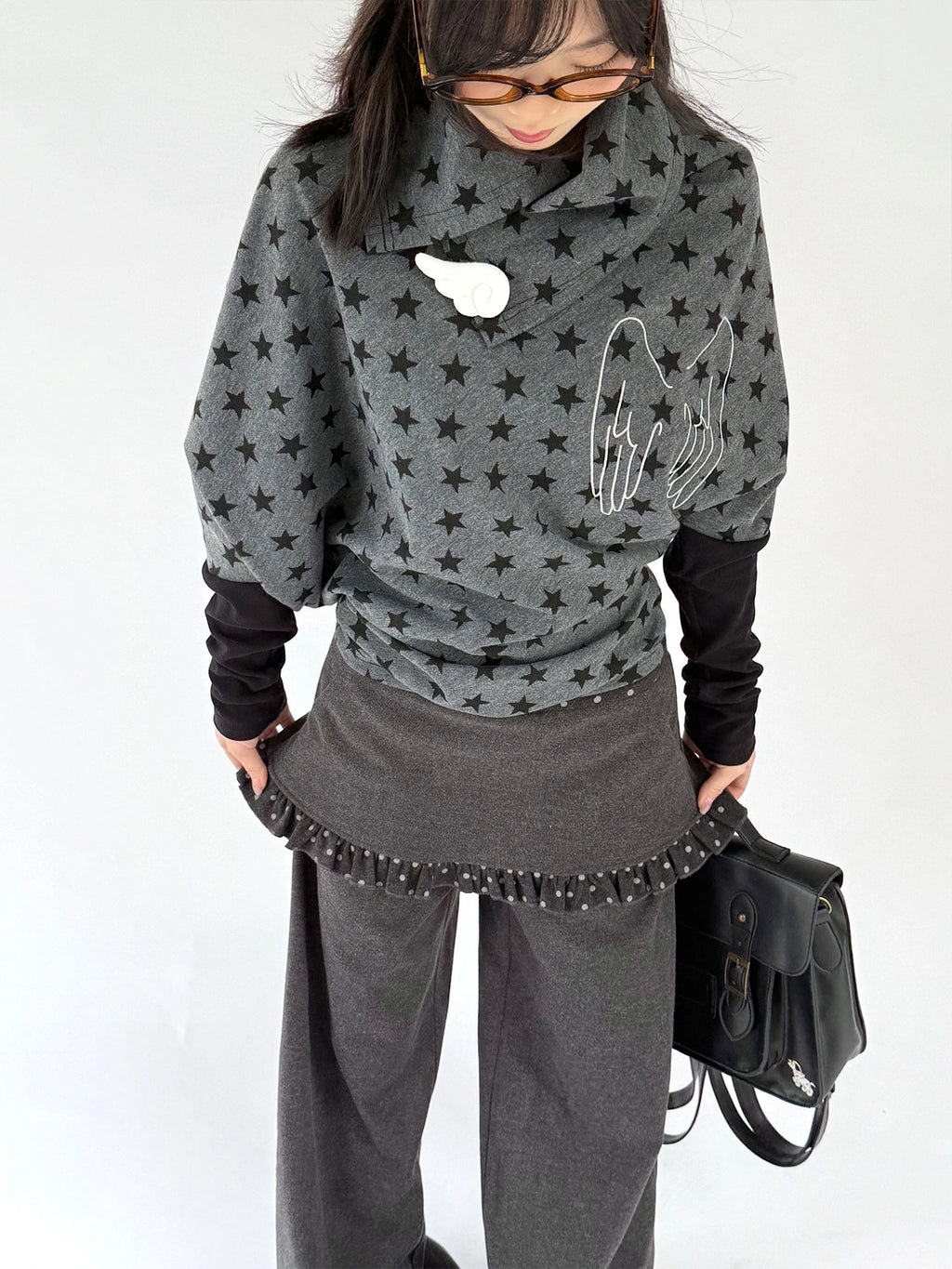 Star Wing Asymmetric Drape Top OL2480oliviroa オリヴィオラ