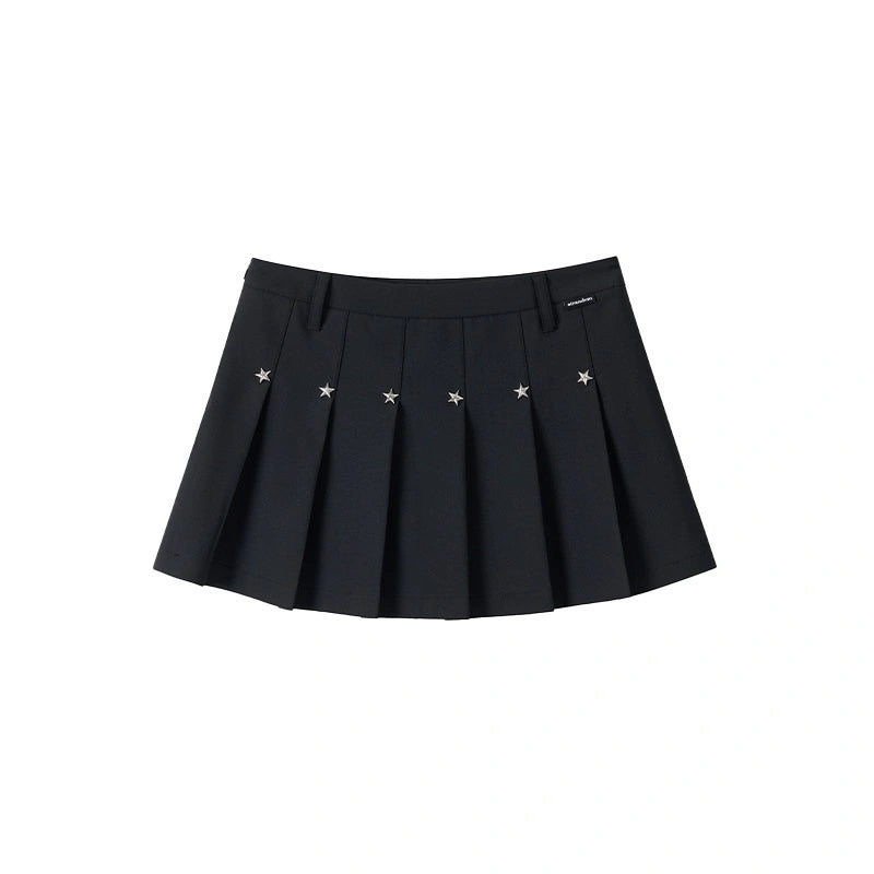 Star Stud Pleated Skirt OL2303