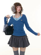 Halter Neck Slim Fit Long Sleeve Top oliviroa オリヴィオラ