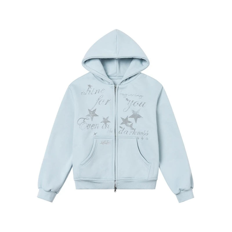 Embroidered Double Zip Oversized Hoodie OL2299