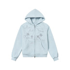 Embroidered Double Zip Oversized Hoodie OL2299