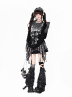 Gothic Stripe Layered Long Sleeve T Shirt OL2376