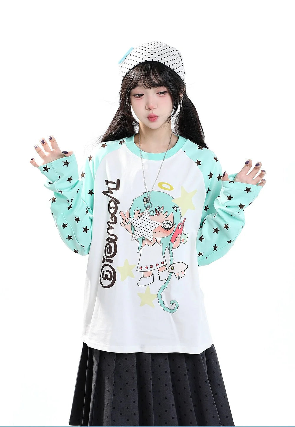 Cartoon Contrast 긴팔 티셔츠 OL2431