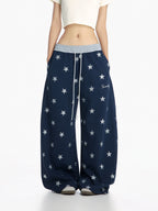 Star Print Wide Leg Sweatpants OL2369
