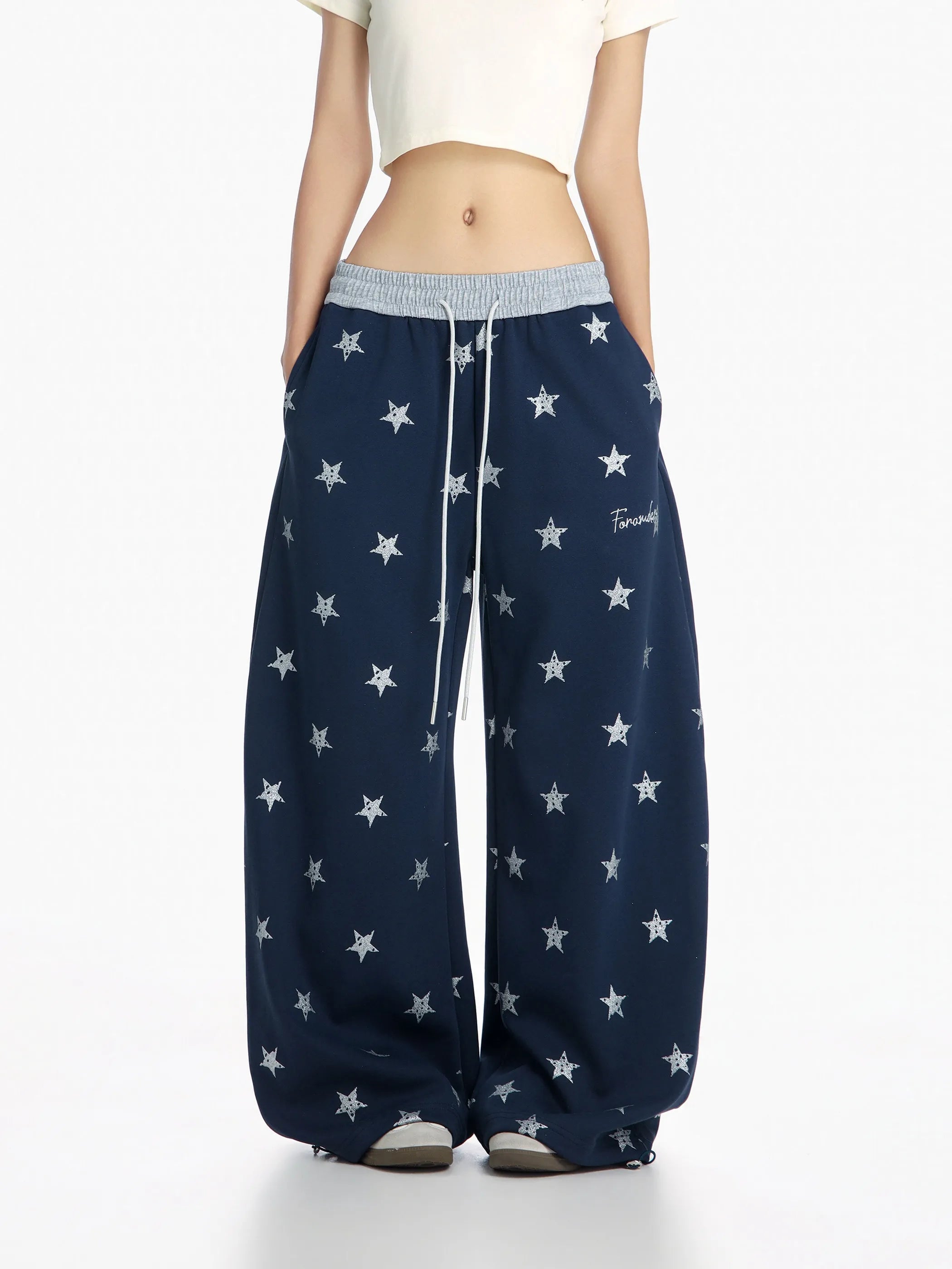 Star Print Wide Leg Sweatpants OL2369