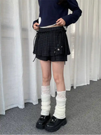 Plaid Skirt-Layered Shorts oliviroa オリヴィオラ