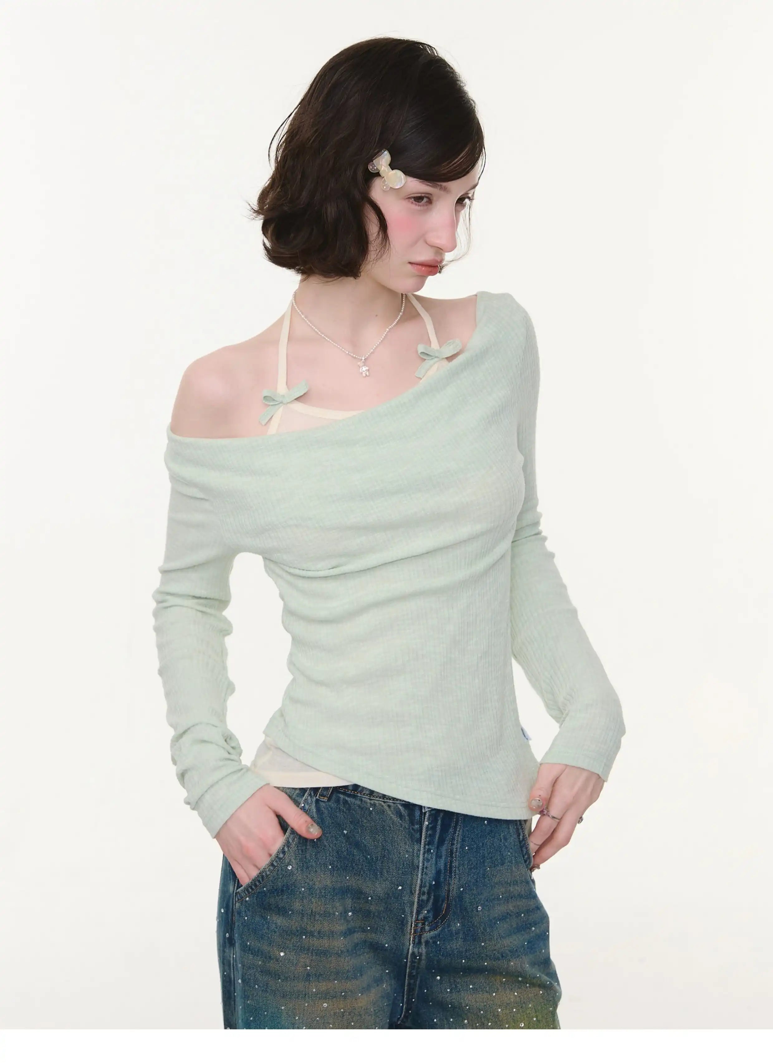 Layered Halter Asymmetry Slim Fit Top OL2263