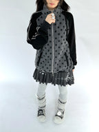 Star Print Stand Collar Double Zip Jacket OL2482