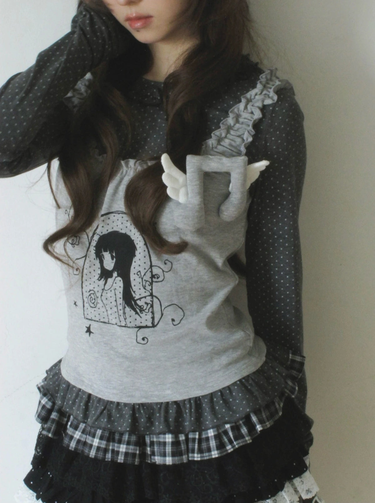 Star Print Layered Slim Long Sleeve Tee OL2440