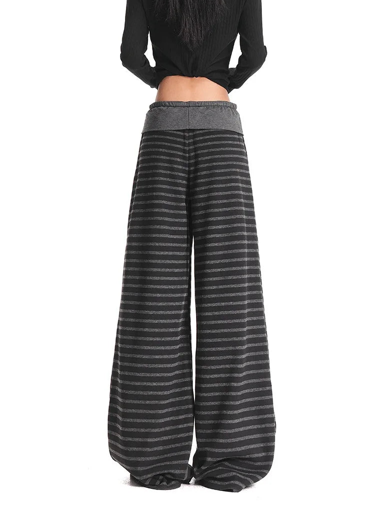 Black Stripe Wide Leg Pants OL2338