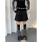 Y2K Star Print Pleated Skirt   OL2238