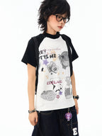 Retro Cartoon Contrast T Shirt oliviroa オリヴィオラ