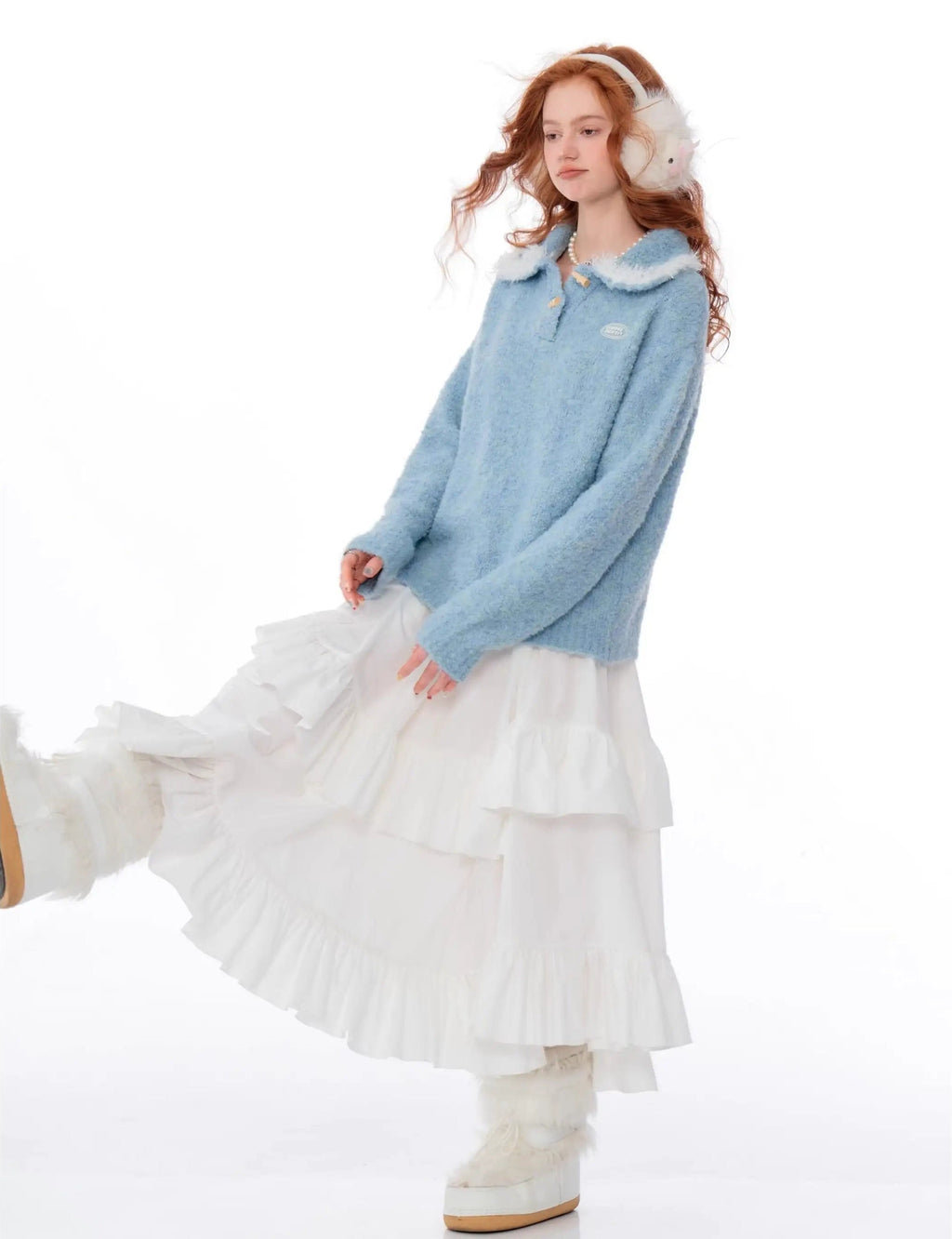 Loose Fit Polo Collar Sweater OL2256