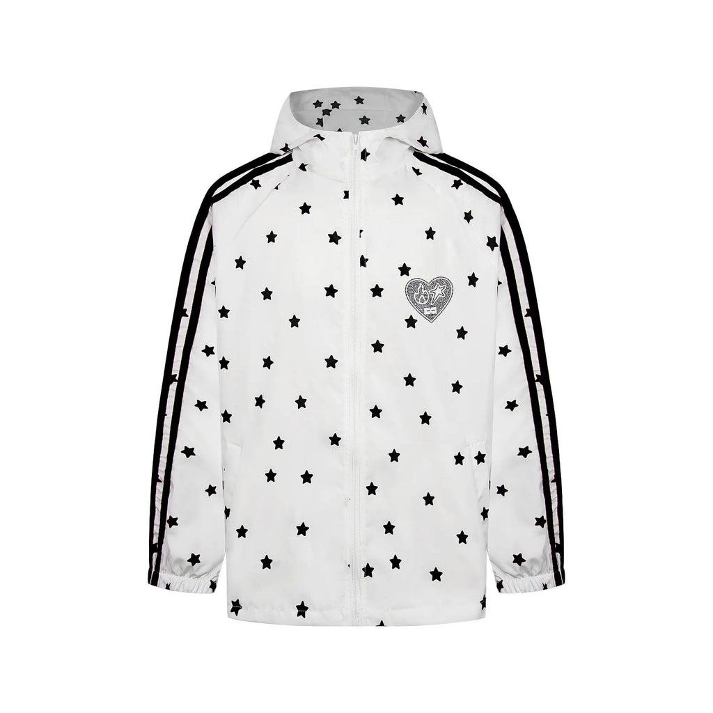 Vintage Star Print Hooded Jacket OL2334