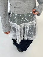 Snow Lace Dot Ruffle Layered Skirt oliviroa オリヴィオラ