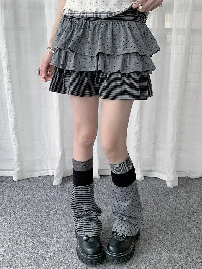 Striped Polka Dot Layered Socks OLA013