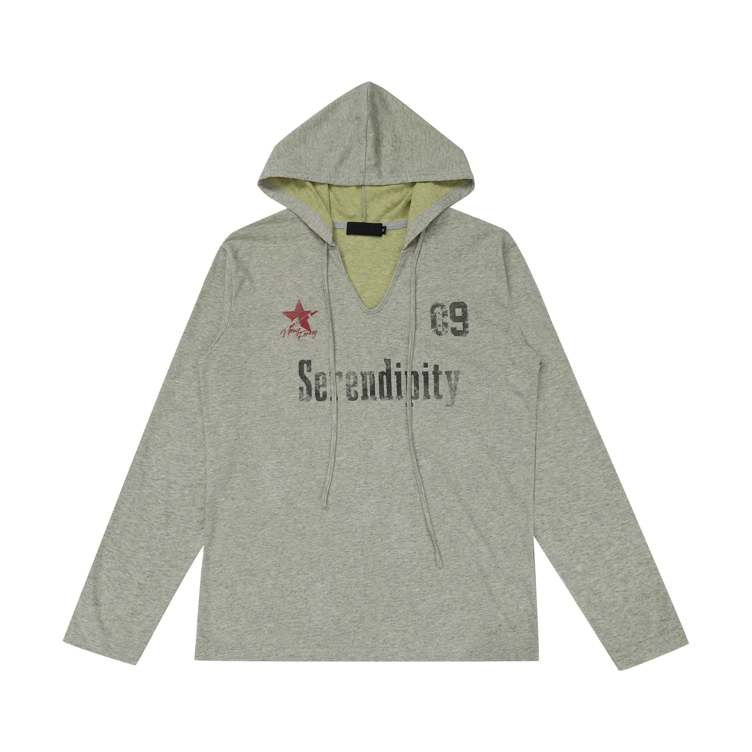 Vintage Letter Print Hooded Lightweight Tee OL2271