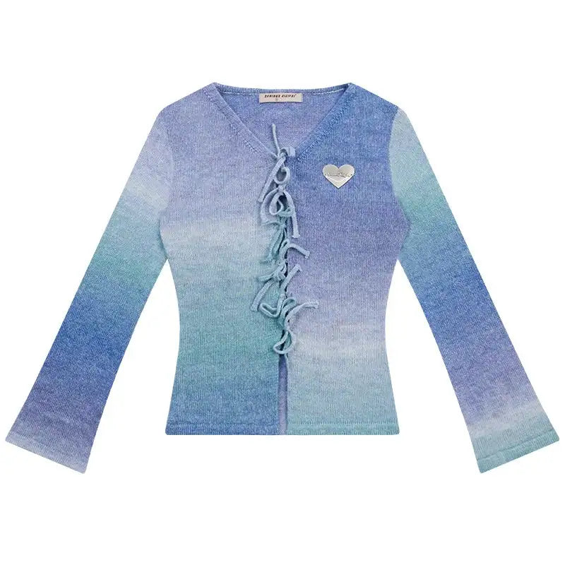 Bow Gradient Slim Fit Cardigan OL2258