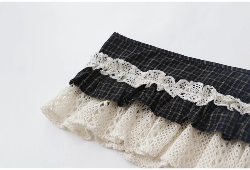 Plaid Lace Wrap Skirt OLA037