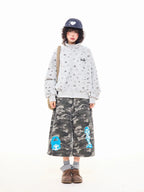 Star Print Oversized Stand Collar Zip Hoodie Cardigan OL2323