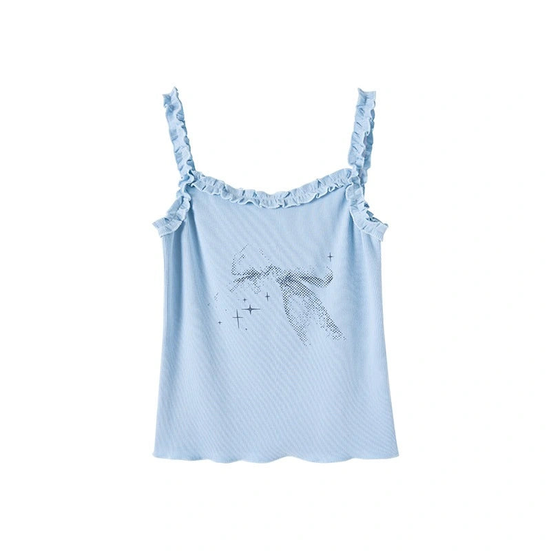Bow Print Lace Knit Cami Top OL2300