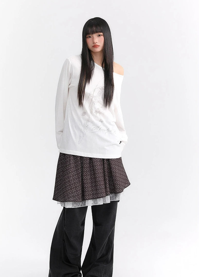 Dust Floral Lace Layered Mesh Skirt oliviroa オリヴィオラ