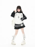Star Embroidered Stripe Zip Up Sweatshirt OL2378