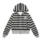 Vintage Y2K Striped Cropped Hoodie Jacket   OL2239
