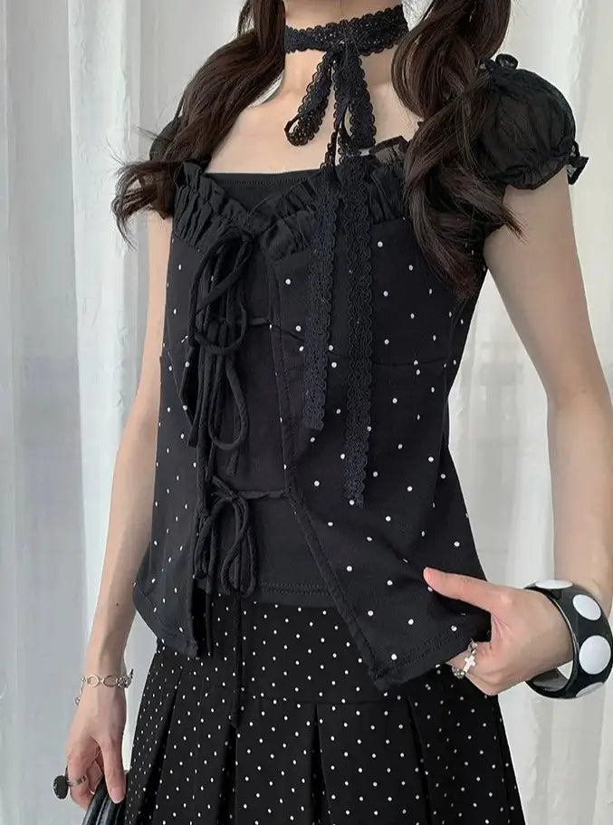 Sweet Faux Layered Puff Sleeve Tee OL2327