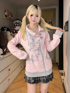 Music Note Polka Dot Stand Collar Zip Jacket OL2476