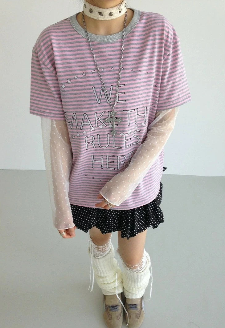 Galaxy Stripe Colorblock Tee oliviroa オリヴィオラ