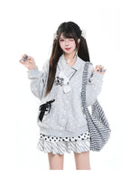 Polka Dot Bow Zip Up Hoodie OL2381