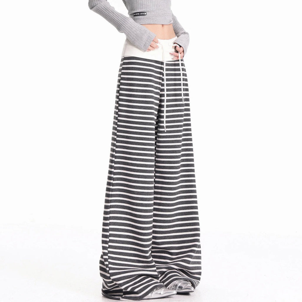 Black Stripe Wide Leg Pants OL2338