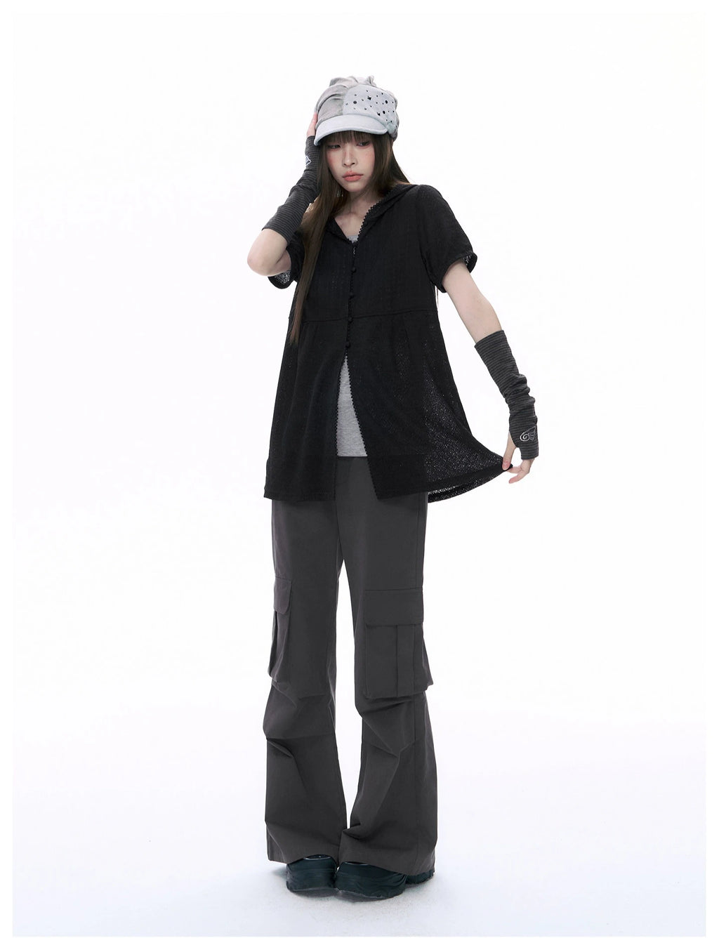 Hooded Puff Sleeve Shirt OL2368
