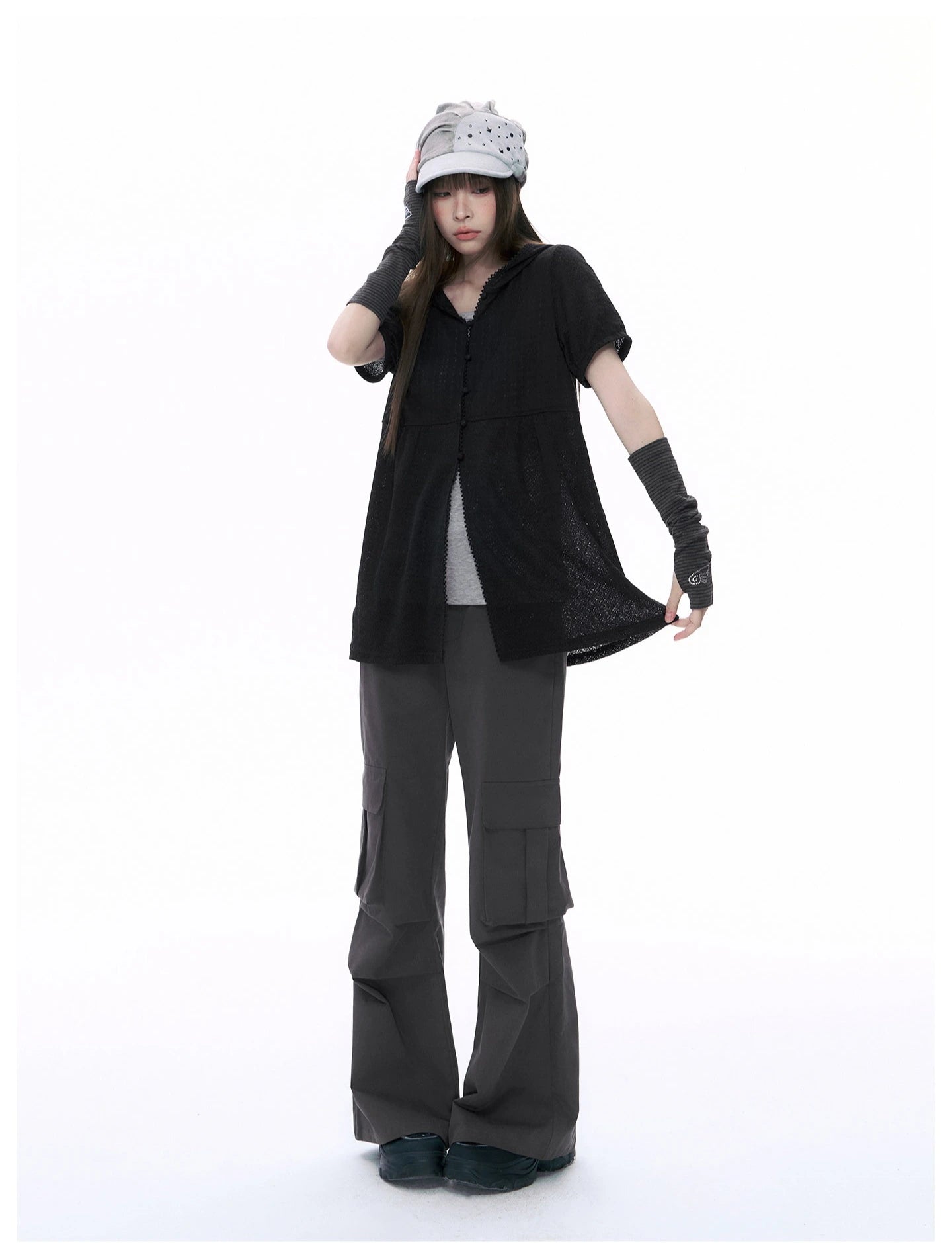 Hooded Puff Sleeve Shirt OL2368