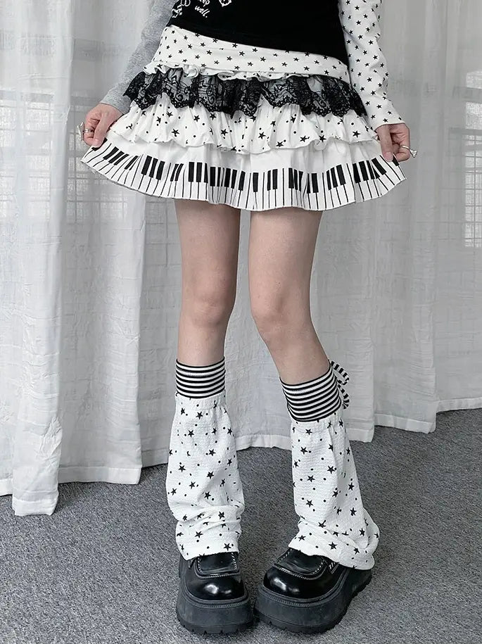 Star Stripe Lace Up Leg Warmers OLA031
